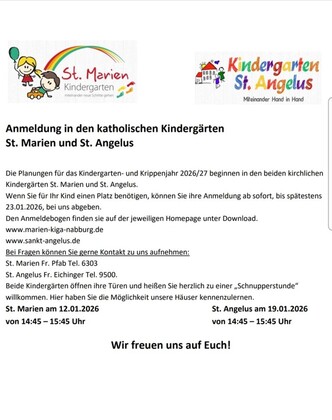 Anmeldung für das Kindergartenjahr 2026/2027